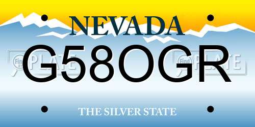 G58OGR Nevada License Plate