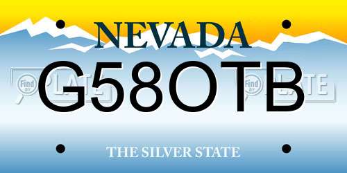 G58OTB Nevada License Plate