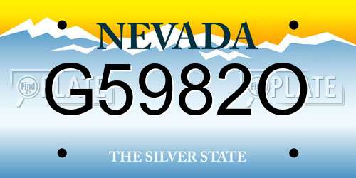G5982O Nevada License Plate