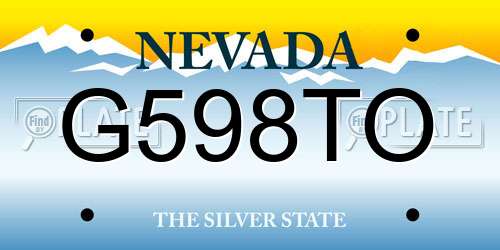 G598TO Nevada License Plate