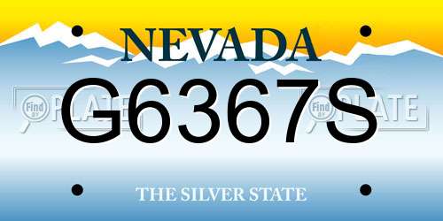 G6367S Nevada License Plate