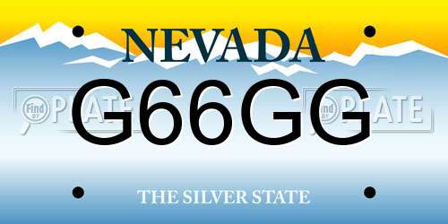 G66GG Nevada License Plate