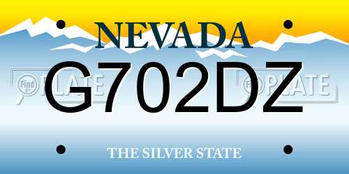 G702DZ Nevada License Plate