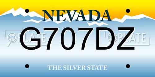 G707DZ Nevada License Plate