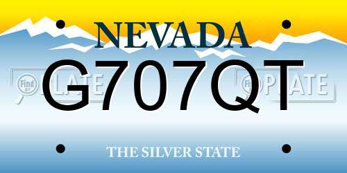 G707QT Nevada License Plate