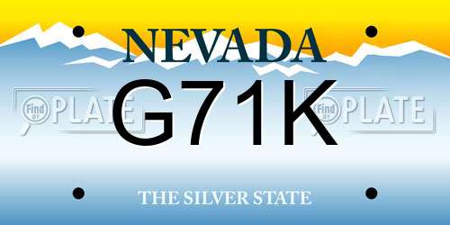 G71K Nevada License Plate