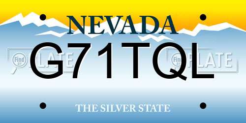 G71TQL Nevada License Plate