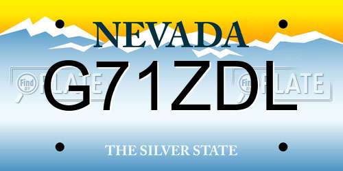 G71ZDL Nevada License Plate