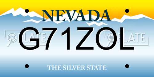 G71ZOL Nevada License Plate