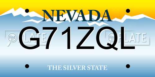 G71ZQL Nevada License Plate
