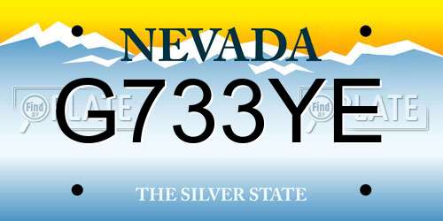 G733YE Nevada License Plate