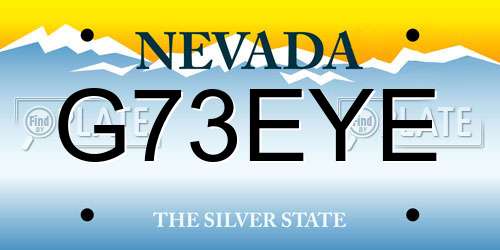 G73EYE Nevada License Plate