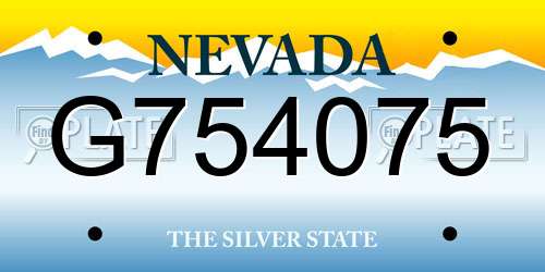 G754075 Nevada License Plate