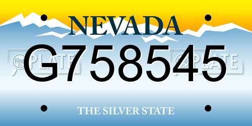 G758545 Nevada License Plate