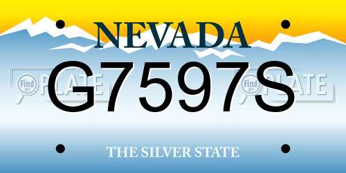 G7597S Nevada License Plate