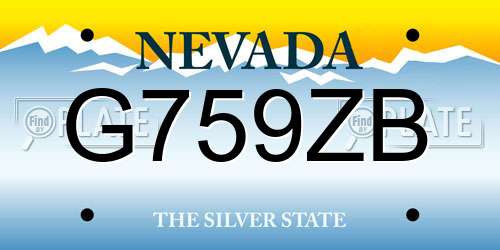 G759ZB Nevada License Plate