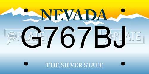 G767BJ Nevada License Plate