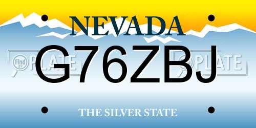 G76ZBJ Nevada License Plate