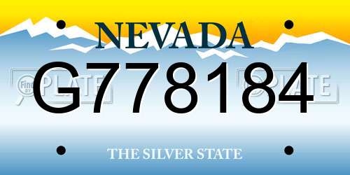 G778184 Nevada License Plate