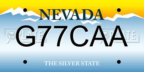 G77CAA Nevada License Plate