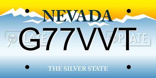 G77VVT Nevada License Plate