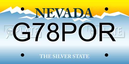 G78POR Nevada License Plate