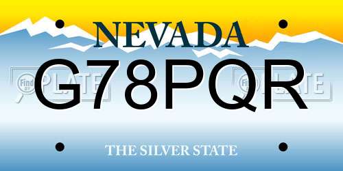 G78PQR Nevada License Plate