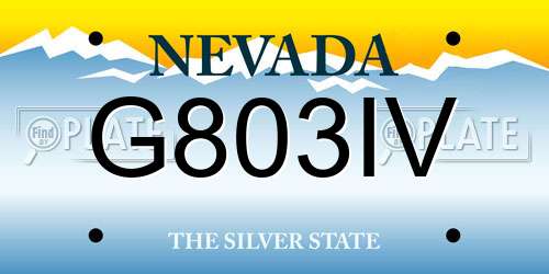 G803IV Nevada License Plate