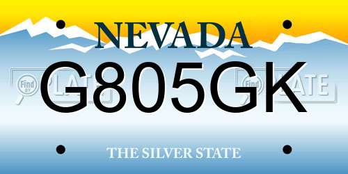 G805GK Nevada License Plate
