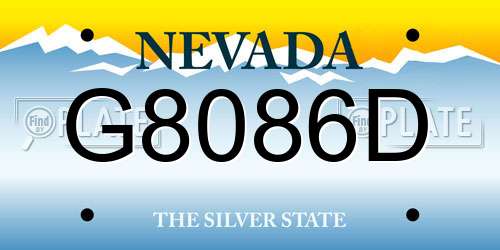 G8086D Nevada License Plate