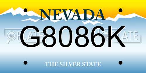 G8086K Nevada License Plate