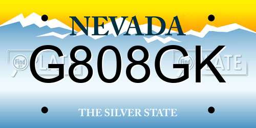 G808GK Nevada License Plate