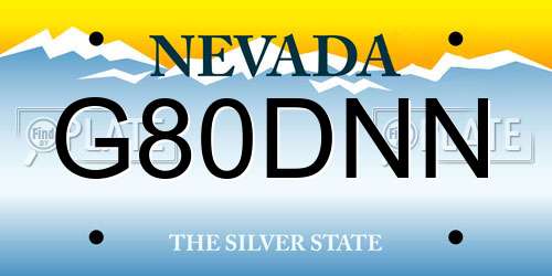 G80DNN Nevada License Plate