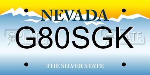 G80SGK Nevada License Plate