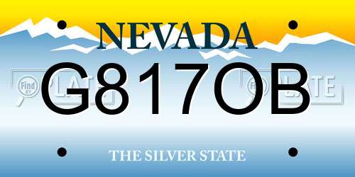 G817OB Nevada License Plate