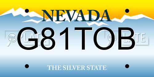 G81TOB Nevada License Plate