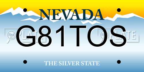 G81TOS Nevada License Plate