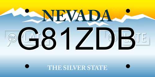G81ZDB Nevada License Plate