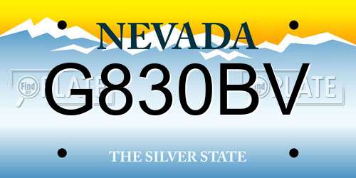 G830BV Nevada License Plate