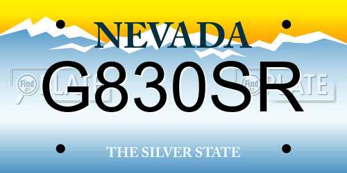 G830SR Nevada License Plate