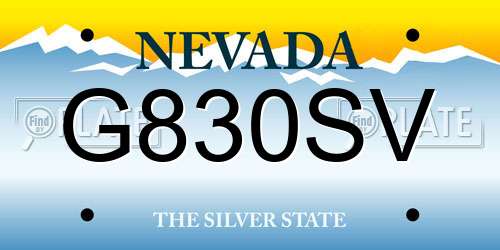 G830SV Nevada License Plate