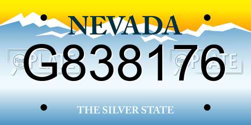 G838176 Nevada License Plate