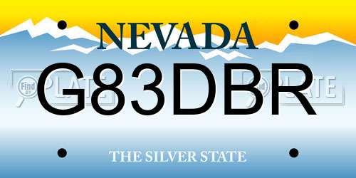 G83DBR Nevada License Plate