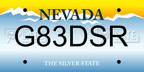 G83DSR Nevada License Plate
