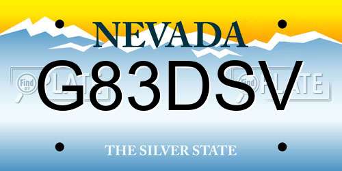 G83DSV Nevada License Plate