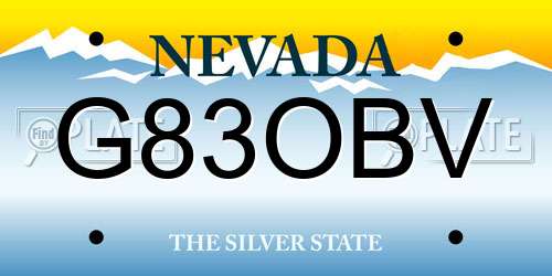 G83OBV Nevada License Plate