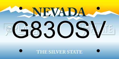 G83OSV Nevada License Plate