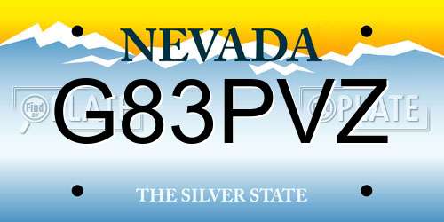 G83PVZ Nevada License Plate