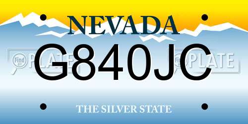 G840JC Nevada License Plate