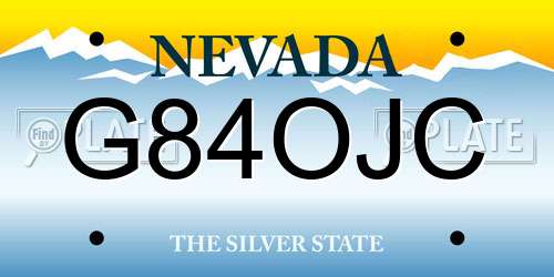 G84OJC Nevada License Plate